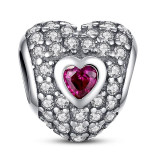 100% Authentic 925 Sterling Silver Heart Shape Charm Beads Fit pandora Charm Bracelet DIY Original