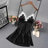 Ladies Sexy Nightdress Silk V-neck Floral Sleepwear Lingerie Babydoll Nightgown Mini Sleeveless Ladies Sexy Nightdress Silk V-neck Floral Sleepwear Lingerie Babydoll Nightgown Mini Sleeveless