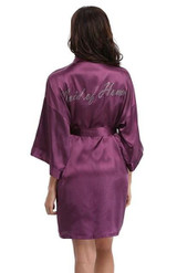 Satin Faux Silk Wedding Bride Bridesmaid Robes,White Bridal Dressing Gown/ Kimono