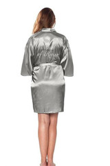 Satin Faux Silk Wedding Bride Bridesmaid Robes,White Bridal Dressing Gown/ Kimono
