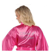 Satin Faux Silk Wedding Bride Bridesmaid Robes,White Bridal Dressing Gown/ Kimono