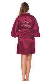 Satin Faux Silk Wedding Bride Bridesmaid Robes,White Bridal Dressing Gown/ Kimono
