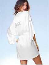 Satin Faux Silk Wedding Bride Bridesmaid Robes,White Bridal Dressing Gown/ Kimono