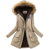 Aonibeier Parkas Women Coats Fashion Autumn Warm Winter Jackets Women Fur Collar Long Parka Plus