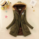 Aonibeier Parkas Women Coats Fashion Autumn Warm Winter Jackets Women Fur Collar Long Parka Plus