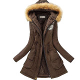 Aonibeier Parkas Women Coats Fashion Autumn Warm Winter Jackets Women Fur Collar Long Parka Plus