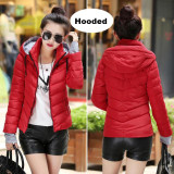 Winter Jacket Women Cotton Short Jacket  New Girls Padded Slim Hooded Warm Parkas Stand Collar