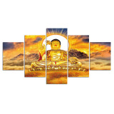 5 Panels Canvas Buddha Statue HD Prints Painting Wall Art Picture For Living Room Wall Decor Home Decoration