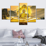 5 Panels Canvas Buddha Statue HD Prints Painting Wall Art Picture For Living Room Wall Decor Home Decoration