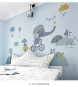 Cartoon baby elephant wall sticker kids room decoration bedroom wall decor self-adhesive stickers for home house decoration