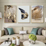 Nordic Decor Feathers Canvas Painting White Poster And Print Unique Modern Golden Wings Wall Art For Living Room Bedroom Aisle