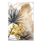 Nordic Style Plant Golden Leaves Canvas Decorative Painting Art Abstract Print Poster Picture Wall Living Room Bedroom Decor