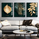 Abstract Golden Plant Leaves Picture Wall Poster Modern Style Canvas Print Painting Art Aisle Living Room Unique Decoration