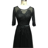 NOBLE WEISS Elegant O-Neck A-Line Sweep Train Lace Evening Dress Cheap Prom Dresses Robe De Soiree