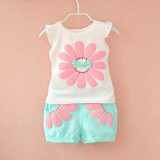 BibiCola 2017 toddler baby girls summer clothing sets flower 2pcs girls summer clothes set kids