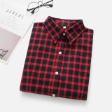 2018 New Women Loose Blouses Thick Warm Cotton Long sleeve Blouse 100%Cotton Flannel Plaid Shirt
