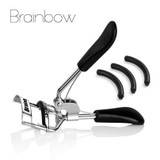 Brainbow 1pc Woman Silver Eyelashes Curler Supplementer Clip with Black Handle+3pcs Eyelash Curler