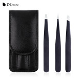 DUcare 3 PCS Eyebrow Tweezers Stainless Steel Point Tip/Slant Tip/Flat Tip Hair Removal Makeup Tool