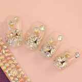 24 PCS Shining Rhinestone False Nails Lace Designed Square Full Short
