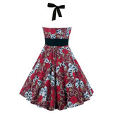 VenusFox Retro Vintage Sleeveless Halter Floral Printed Party Sexy Casual Dress VenusFox Retro Vintage Sleeveless Halter Floral Printed Party Sexy Casual Dress