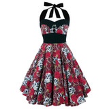 VenusFox Retro Vintage Sleeveless Halter Floral Printed Party Sexy Casual Dress VenusFox Retro Vintage Sleeveless Halter Floral Printed Party Sexy Casual Dress