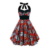 VenusFox Retro Vintage Sleeveless Halter Floral Printed Party Sexy Casual Dress VenusFox Retro Vintage Sleeveless Halter Floral Printed Party Sexy Casual Dress