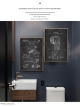 Water Closet Toothpaste Toilet Paper Patent Funny Poster Vintage Canvas Print Wall Art Picture Painting Modern Bathroom Decor