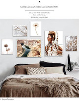 Boho Woman Poppy Flower Nordic Poster Autumn Nature Landscape Print Wall Art Canvas Painting Picture Scandinavian Home Decor