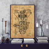 Transmission Henry Ford Patent Vintage Poster Car Engine Parts Canvas Painting Wall Art Blueprint Prints Pictures Home Decor
