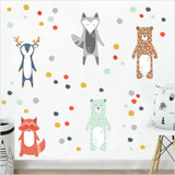 Nordic Style Cartoon Giraffe Bear Fox Wall Sticker For Kids Rooms Decoration Forest Animals