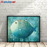 AFFLATUS Fish Nordic Poster Canvas Painting Watercolor Wall Art Posters And Prints