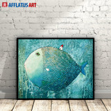 AFFLATUS Fish Nordic Poster Canvas Painting Watercolor Wall Art Posters And Prints
