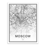 Black and White World City Map Paris London New York Poster Nordic Style Living Room Wall Art Picture Home Decor Canvas Painting