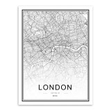 Black and White World City Map Paris London New York Poster Nordic Style Living Room Wall Art Picture Home Decor Canvas Painting
