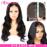 Brazilian 4x4 Lace Closure Wig Body Wave Wig Human Hair Wigs Pre-Plucked with Baby Hair Non-Remy Jazz Star Hair 150% Density