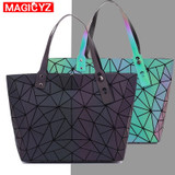 Women's large-capacity holographic laser handbag irregular geometric luminous girl shoulder bag laptop office big bag
