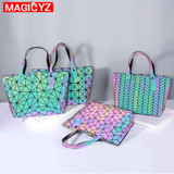 Women's large-capacity holographic laser handbag irregular geometric luminous girl shoulder bag laptop office big bag