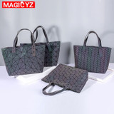 Women's large-capacity holographic laser handbag irregular geometric luminous girl shoulder bag laptop office big bag