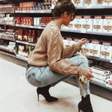 Knitted Lace-up Sweatshirt
