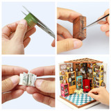 Doll House Miniature DIY Dollhouse With Furnitures Wooden House Toys For Children Sam's Bookstore Robotime