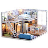CUTEBEE DIY Doll House Wooden Doll Houses Miniature Dollhouse Furniture Kit with LED Toys for children Christmas Gift  L023