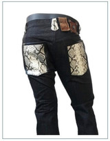 Jeans with Python Snakeskin Trim