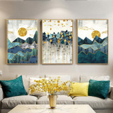 Nordic Abstract Geometric Mountain Landscape Wall Art in Canvas