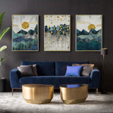 Nordic Abstract Geometric Mountain Landscape Wall Art in Canvas