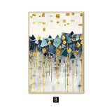 Nordic Abstract Geometric Mountain Landscape Wall Art in Canvas