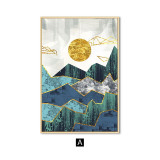 Nordic Abstract Geometric Mountain Landscape Wall Art in Canvas