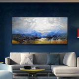 Drawing knife oil painting, abstract on canvas 100% handmade