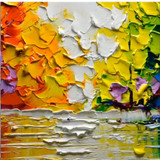 Drawing knife oil painting, abstract on canvas 100% handmade