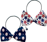 Holiday Fun Party Themed Bowtie 2-Pack set with Charm Accessory for dogs or cats
