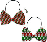 Holiday Fun Party Themed Bowtie 2-Pack set with Charm Accessory for dogs or cats